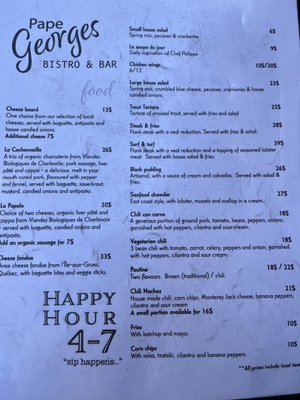 Menu photo 5 Le Pape Georges Quebec City, QC Menu photo 5 Le Pape Georges Quebec City, QC