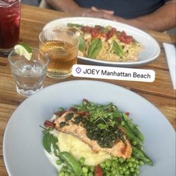 Lobster spaghetti and Herb Crush Salmon Lobster spaghetti and Herb Crush Salmon