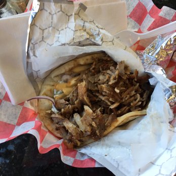 Effie's Kitchen - Pork Gyro with everything on it, $8.50. - Greek Near Me - Roslindale, Massachusetts