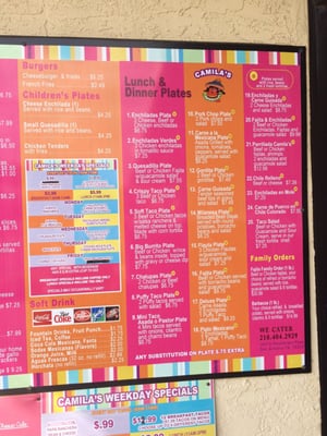 Menu photo 7 Camila's Mexican Restaurant San Antonio, TX