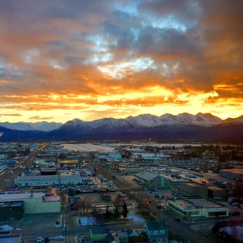 Sheraton Anchorage - Sunrise and partial mountain view from room 1416. - Hotels Near Me - Anchorage, Alaska