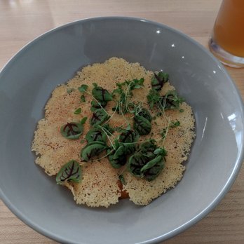 The Restorative - Risotto with Tomato Sauce and Parmesan Crisp - New American Near Me - Dunedin, Florida The Restorative - Risotto with Tomato Sauce and Parmesan Crisp - New American Near Me - Dunedin, Florida