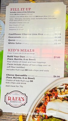 Menu photo 1 Rafa's Burrito Co Tahlequah, OK
