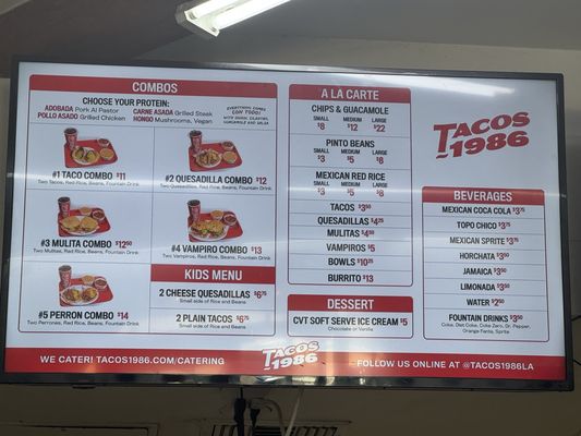 Menu photo 2 Tacos 1986 Los Angeles, CA