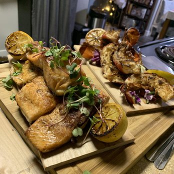 Kourt’s Eats - Seared Salmon and Garlic herb lobster tails - Food Delivery Services Near Me Kourt’s Eats - Seared Salmon and Garlic herb lobster tails - Food Delivery Services Near Me