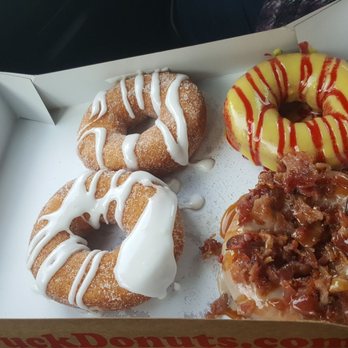 Duck Donuts - Cinnamon donut, bacon in the sun, raspberry swirl - Donuts Near Me - Westerville, Ohio Duck Donuts - Cinnamon donut, bacon in the sun, raspberry swirl - Donuts Near Me - Westerville, Ohio