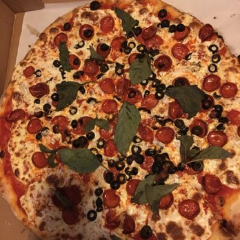 Baggios Pizza - You cant go wrong with baggios thin crust. Margarita pie with pep and olives. Size and taste they are the best in bergen county. - Pizza Near Me - Fort Lee, New Jersey