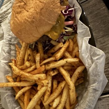 The Shack at The Hideaway in Hull Bay - Shack burger with fries - American Near Me - St. Thomas, Virgin Islands The Shack at The Hideaway in Hull Bay - Shack burger with fries - American Near Me - St. Thomas, Virgin Islands