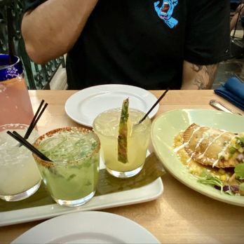 Cañonita - Margarita flight (pink margarita was not part of it, but I forgot the name, and shrimp empanadas. - Mexican Near Me - Las Vegas, Nevada Cañonita - Margarita flight (pink margarita was not part of it, but I forgot the name, and shrimp empanadas. - Mexican Near Me - Las Vegas, Nevada