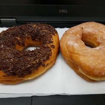 Elvin's Bakery - Chocolate sprinkle donut on the left, & glazed ring donut on the right..... - Bakeries Near Me - Honolulu, Hawaii