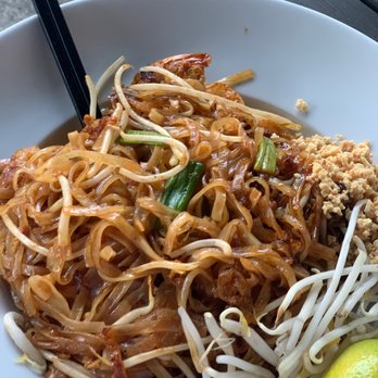 Thai Bloom! - Shrimp Pad Thai - dinner portion is delicious and easily two full meals. - Thai Near Me - Portland, Oregon