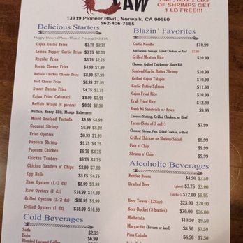 The Blazin’ Claw - Front of menu - Seafood Near Me - Norwalk, California The Blazin’ Claw - Front of menu - Seafood Near Me - Norwalk, California