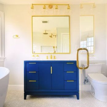 Top Quality Construction - a blue vanity in a bathroom - General Contractors Near Me - Woburn, Massachusetts