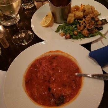 Luna Blu - Tomato Basil Soup w/ Fried Calamari - Italian Near Me - Tiburon, California