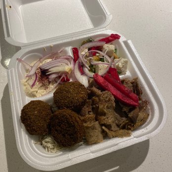 Taza Cafe - Gyro hummus falafel plate - so delicious! - Greek Near Me - Chicago, Illinois
