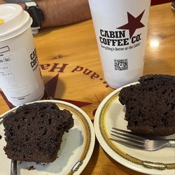 Cabin Coffee - Chocolate muffin and Mochas