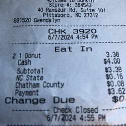 Dunkin' - Receipt