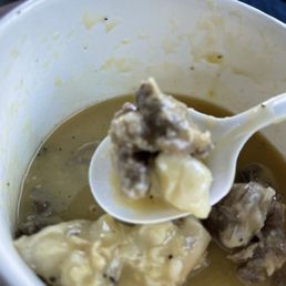 If you want chicken back , only bones in your soup.. that's a potato, not chicken