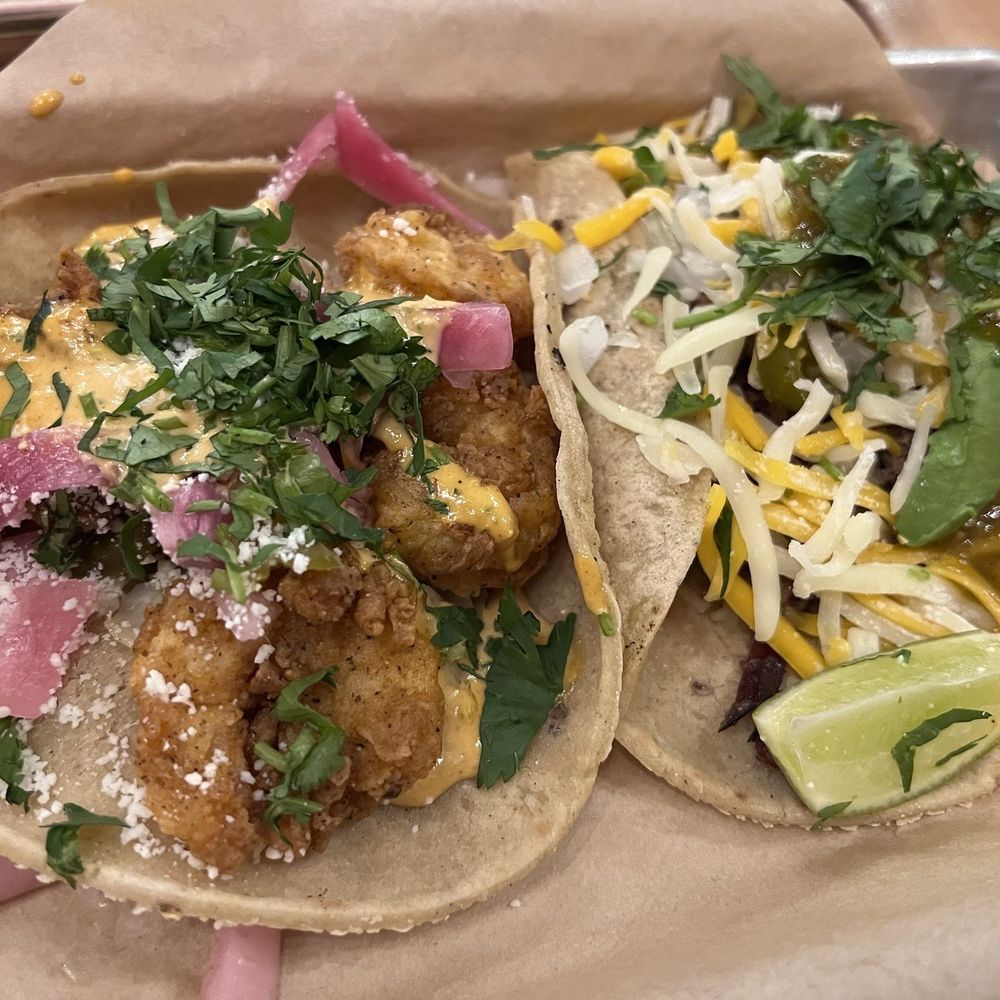 Torchy's Tacos - Baja Shrimp can't recall what the other taco was. It's with brisket and jalapeños - Tex-Mex Near Me - Denver, Colorado Torchy's Tacos - Baja Shrimp can't recall what the other taco was. It's with brisket and jalapeños - Tex-Mex Near Me - Denver, Colorado