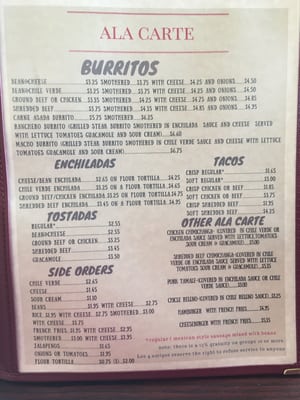 Menu photo 2 Los 4 Amigos Payson, UT