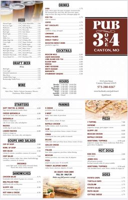 Menu photo 5 Pub 3one4 Canton, MO