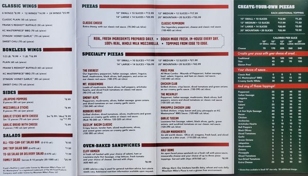 Menu photo 5 Mountain Mike's Pizza Costa Mesa, CA