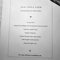 Old Tioga Farm - Nov 2023 Menu
