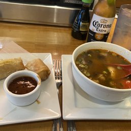 Thai Spring Rolls with Plum Sauce and Tom Yum Chicken soup with a Corona