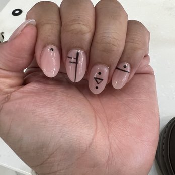 Megan's Nails Salon - Full set acrylic with black design  by Helen - Nail Salons Near Me - Hayward, California
