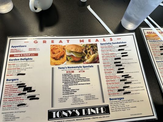 Menu photo 5 Tony’s Diner O'Fallon, MO Menu photo 5 Tony’s Diner O'Fallon, MO