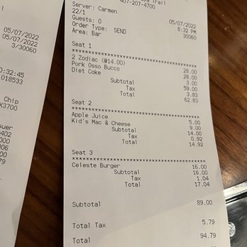 Aurora At The Celeste - The bill - American Near Me - Orlando, Florida