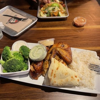 The Chicken Koop - 1/2 Chicken with Steamed Broccoli and rice - New American Near Me - Whittier, California The Chicken Koop - 1/2 Chicken with Steamed Broccoli and rice - New American Near Me - Whittier, California