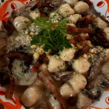 Cesarina - gnocchi with funghi and guanciale - Italian Near Me - San Diego, California Cesarina - gnocchi with funghi and guanciale - Italian Near Me - San Diego, California