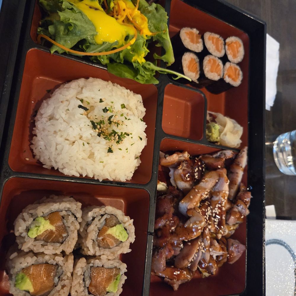 Hashi Gawa - 3 Item Dinner Bento Chicken Teriyaki Saki Maki and Alaska roll - Japanese Near Me - Alameda, California