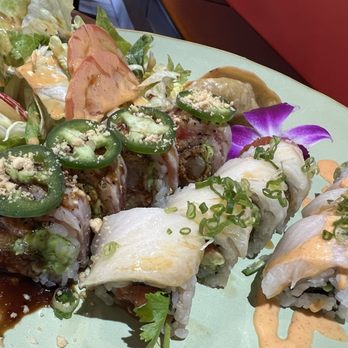 Sapporo Sushi - Yellow Yolo Roll Hawaiian Roll Kamikaze Roll - Japanese Near Me - San Marcos, California