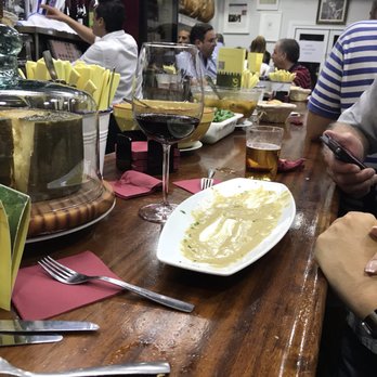 Casa Paco - Standing room only at the bar, the remains of the octopus. - Spanish Near Me - Seville, SE