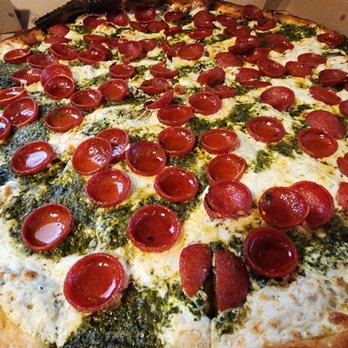Krispy Pizza - Round Pesto Roni - Pizza Near Me - Brooklyn, New York Krispy Pizza - Round Pesto Roni - Pizza Near Me - Brooklyn, New York