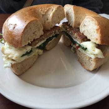 Everything Bagel Cafe - The veggie egg with turkey sausage. - Bagels Near Me - North Wales, Pennsylvania Everything Bagel Cafe - The veggie egg with turkey sausage. - Bagels Near Me - North Wales, Pennsylvania