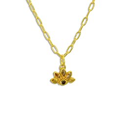 Studio 22k - Quest goldsmith Amy Pivar "Lotus" symbol pendant with multi colored diamonds in 22k gold
