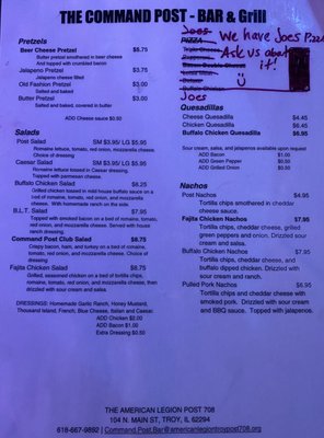Menu photo 6 The American Legion Post 708 Troy, IL