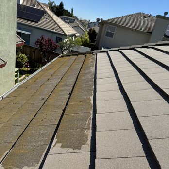 Exterior Solutions - Pressure washing a roof make it look brand new. - Gutter Services Near Me Exterior Solutions - Pressure washing a roof make it look brand new. - Gutter Services Near Me