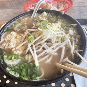 Phuhroo - Pho with brisket and egg drop. - Asian Fusion Near Me - Hackensack, New Jersey
