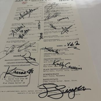 Miller & Lux - All the staff signed the menu for our anniversary. - Seafood Near Me - Kailua-Kona, Hawaii Miller & Lux - All the staff signed the menu for our anniversary. - Seafood Near Me - Kailua-Kona, Hawaii
