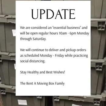 Rent A Moving Box - Update on hours during COVID 19 - Movers Near Me - Irvine, California Rent A Moving Box - Update on hours during COVID 19 - Movers Near Me - Irvine, California