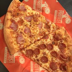 Protest Pizza + Bar - Hawaiian, pepperoni pizza