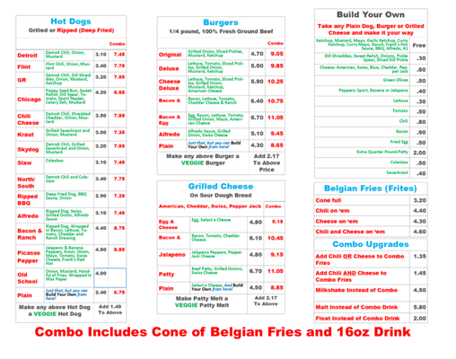 Menu photo 4 One Stop Coney Shop Grand Rapids, MI