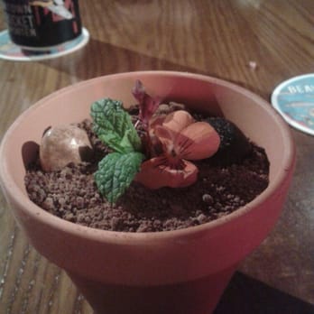 Solita Didsbury - edible 'soil' chocolate mousse (2015) - New American Near Me - Manchester, XGM