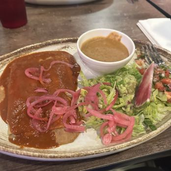 Jalisco Town Modern Mexican Grill - Vegan bean enchiladas with guacamole salad which - Mexican Near Me - Gainesville, Florida