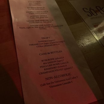 So Ba - Drinks menu. - Vietnamese Near Me - Atlanta, Georgia