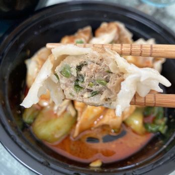 Highland Noodles - Inside the shrimp & pork pan fried dumpling - Noodles Near Me - Milpitas, California